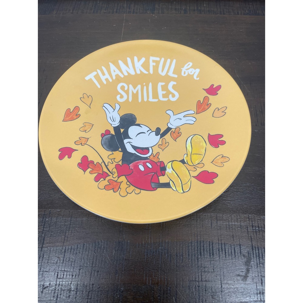 Pottery Barn Kids Disney Mickey Mouse Thankful for Smiles Fall Plastic Plate